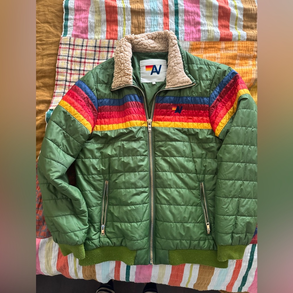 Aviator nation 5 stripe quilted jacket coat puffer